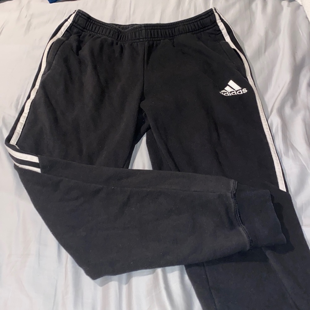 Black and white Adidas sweatpants